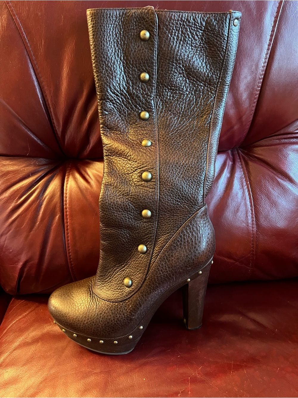 Ugg platform leather studded boots